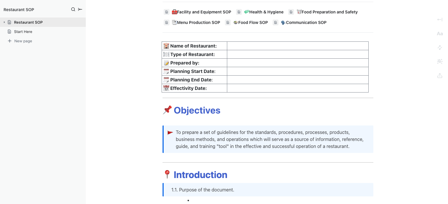 Restaurant SOP template by ClickUp