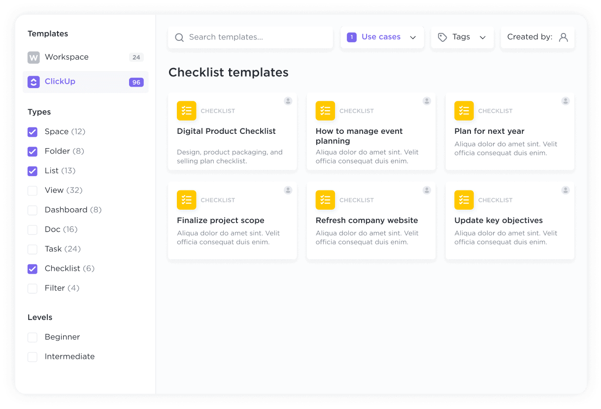 Education checklist templates