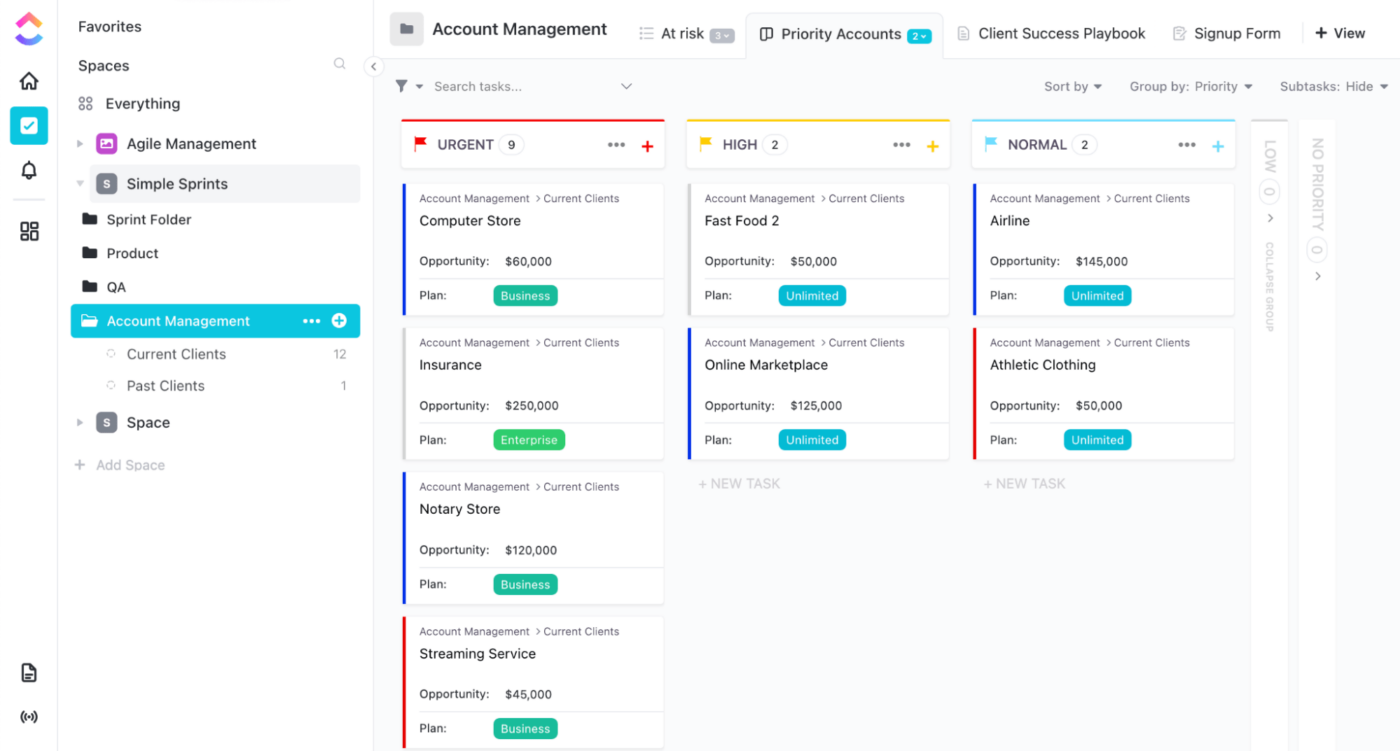 Account Management Kanban Board template by ClickUp