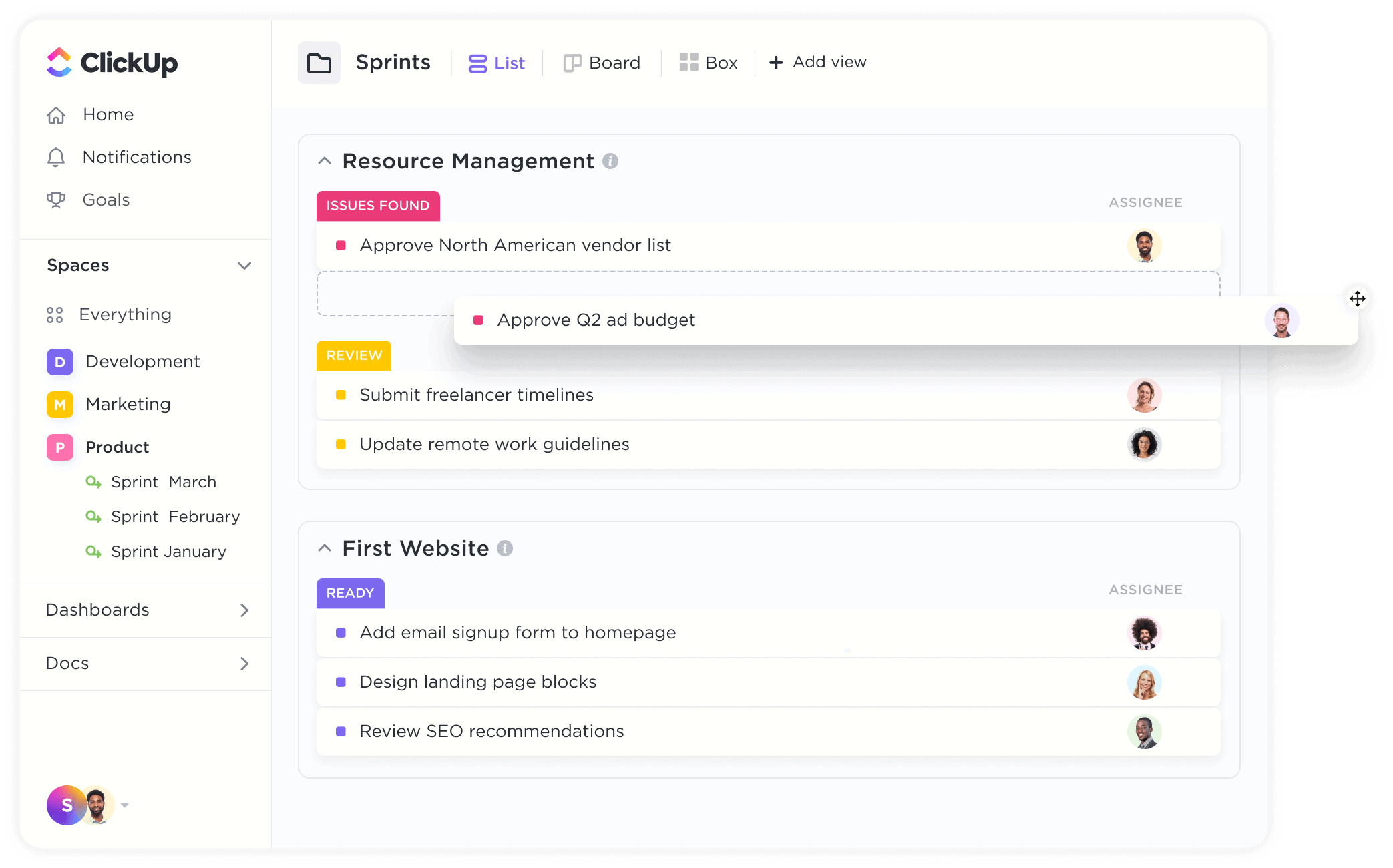 task view checklist